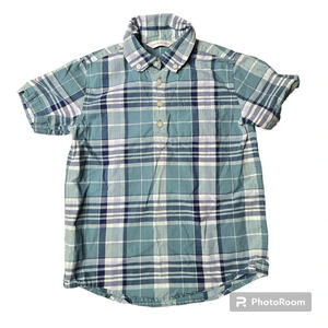 Janie & Jack Plaid Green Short Sleeve Top